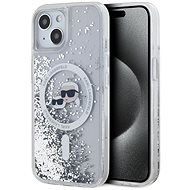Karl Lagerfeld Liquid Glitter Karl and Choupette Heads MagSafe Back Cover für das iPhone 14 Transparent - Handyhülle