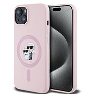 Karl Lagerfeld Liquid Silicone Karl and Choupette MagSafe Back Cover for iPhone 14 Pink - Phone Cover