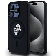 Karl Lagerfeld Liquid Silicone Karl and Choupette MagSafe Back Cover for iPhone 14 Pro Black - Phone Cover