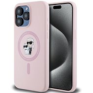 Karl Lagerfeld Liquid Silicone Karl and Choupette MagSafe Back Cover for iPhone 14 Pro Pink - Phone Cover