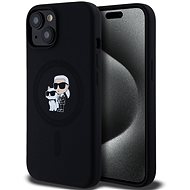 Karl Lagerfeld Liquid Silicone Karl and Choupette MagSafe Back Cover for iPhone 15 Black - Phone Cover