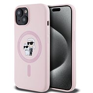 Karl Lagerfeld Liquid Silicone Karl and Choupette MagSafe Back Cover for iPhone 15 Pink - Phone Cover