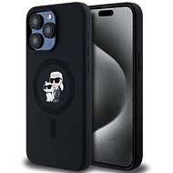 Karl Lagerfeld Liquid Silicone Karl and Choupette MagSafe Back Cover for iPhone 15 Pro Max Black - Phone Cover