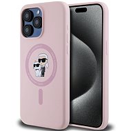 Karl Lagerfeld Liquid Silicone Karl and Choupette MagSafe Back Cover for iPhone 15 Pro Max Pink - Phone Cover