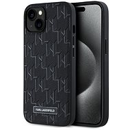 Karl Lagerfeld PU Leather Monogram Metal Logo MagSafe Back Cover for iPhone 14 Black - Phone Cover