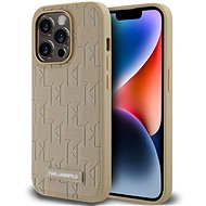 Karl Lagerfeld PU Leather Monogram Metal Logo MagSafe Back Cover for iPhone 14 Pro Beige - Phone Cover