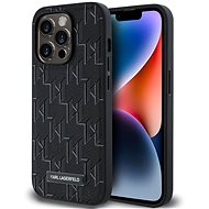 Karl Lagerfeld PU Leather Monogram Metal Logo MagSafe Back Cover for iPhone 14 Pro Black - Phone Cover