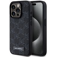 Karl Lagerfeld PU Leather Monogram Metal Logo MagSafe Back Cover for iPhone 15 Pro Black - Phone Cover