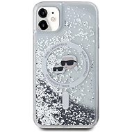 Karl Lagerfeld Liquid Glitter Karl and Choupette Heads MagSafe Zadní Kryt pro iPhone 11 Transparent - Phone Cover