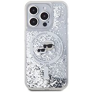 Karl Lagerfeld Liquid Glitter Karl and Choupette Heads MagSafe Back Cover for iPhone 15 Pro Transpar - Phone Cover