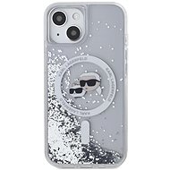 Karl Lagerfeld Liquid Glitter Karl and Choupette Heads MagSafe Back Cover for iPhone 15 Transparent - Phone Cover