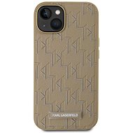 Karl Lagerfeld PU Leather Monogram Metal Logo MagSafe Back Cover for iPhone 14 Beige - Phone Cover
