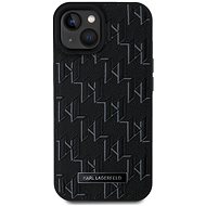 Karl Lagerfeld PU Leather Monogram Metal Logo MagSafe Back Cover for iPhone 15 Black - Phone Cover