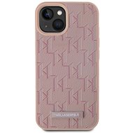 Karl Lagerfeld PU Leather Monogram Metal Logo MagSafe Back Cover for iPhone 15 Pink - Phone Cover