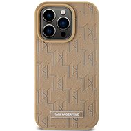 Karl Lagerfeld PU Leather Monogram Metal Logo MagSafe Back Cover for iPhone 15 Pro Beige - Phone Cover
