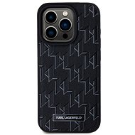Karl Lagerfeld PU Leather Monogram Metal Logo MagSafe Back Cover for iPhone 15 Pro Max Black - Phone Cover