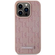 Karl Lagerfeld PU Leather Monogram Metal Logo MagSafe Back Cover for iPhone 15 Pro Pink - Phone Cover