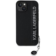 Karl Lagerfeld PU Saffiano Rhinestone Charm Back Cover for iPhone 14 Black - Phone Cover
