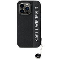 Karl Lagerfeld PU Saffiano Rhinestone Charm Back Cover for iPhone 14 Pro Max Black - Phone Cover