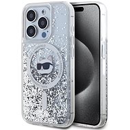 Karl Lagerfeld Liquid Glitter Choupette Head MagSafe Back Cover for iPhone 15 Pro Transparent - Phone Cover