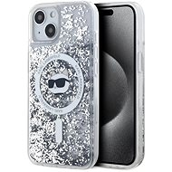 Karl Lagerfeld Liquid Glitter Choupette Head MagSafe Back Cover for iPhone 15 Transparent - Phone Cover