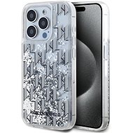 Karl Lagerfeld Liquid Glitter Monogram Gradient Back Cover for iPhone 15 Pro Max White - Phone Cover