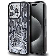 Karl Lagerfeld Liquid Glitter Monogram Gradient Back Cover for iPhone 14 Pro Black - Phone Cover