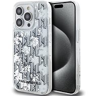 Karl Lagerfeld Liquid Glitter Monogram Gradient Back Cover for iPhone 14 Pro White - Phone Cover