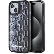 Karl Lagerfeld Liquid Glitter Monogram Gradient Back Cover for iPhone 14 Black - Phone Cover