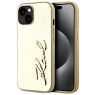 Karl Lagerfeld Wrinkled PU Signature Logo Back Cover for iPhone 14 Gold - Phone Cover