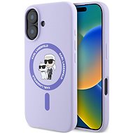 Karl Lagerfeld Liquid Silicone Karl and Choupette MagSafe Back Cover for iPhone 16 Purple - Phone Cover