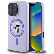Karl Lagerfeld Liquid Silicone Karl and Choupette MagSafe Back Cover for iPhone 16 Pro Purple - Phone Cover