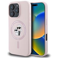 Karl Lagerfeld Liquid Silicone Karl and Choupette MagSafe Back Cover for iPhone 16 Pro Pink - Phone Cover