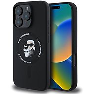 Karl Lagerfeld Liquid Silicone Karl and Choupette MagSafe Back Cover for iPhone 16 Pro Max Black - Phone Cover