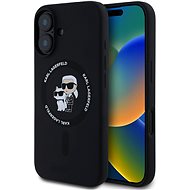Karl Lagerfeld Liquid Silicone Karl and Choupette MagSafe Back Cover for iPhone 16 Black - Phone Cover