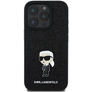 Karl Lagerfeld Fixed Glitter Metal Ikonik Back Cover for iPhone 16 Pro Black - Phone Cover