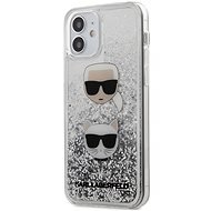 Karl Lagerfeld Liquid Glitter 2 Heads pre Apple iPhone 12 Mini Silver - Kryt na mobil