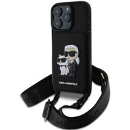 Karl Lagerfeld Saffiano Crossbody Strap Karl and Choupette Cover for iPhone 16 Pro Max Black - Phone Cover