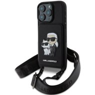 Karl Lagerfeld Saffiano Crossbody Strap Karl and Choupette Cover for iPhone 16 Pro Black - Phone Cover