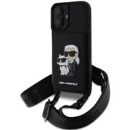 Karl Lagerfeld Saffiano Crossbody Strap Karl and Choupette Cover for iPhone 16 Black - Phone Cover