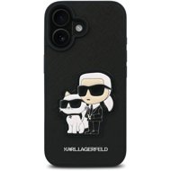 Karl Lagerfeld PU Saffiano Karl and Choupette Back Cover for iPhone 16 Black - Phone Cover
