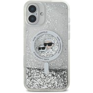 Karl Lagerfeld Liquid Glitter Karl and Choupette Heads MagSafe Back Cover for iPhone 16 Transparent - Phone Cover