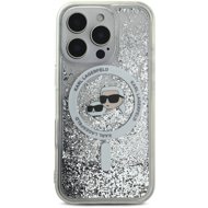 Karl Lagerfeld Liquid Glitter Karl and Choupette Heads MagSafe Back Cover for iPhone 16 Pro Transpar - Phone Cover