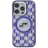 Karl Lagerfeld IML Monogram K&CH Heads MagSafe Back Cover for iPhone 16 Pro Max Purple - Phone Cover