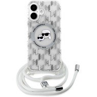 Karl Lagerfeld IML Monogram Crossbody K&CH Heads MagSafe Back Cover for iPhone 16 Transparent - Phone Cover