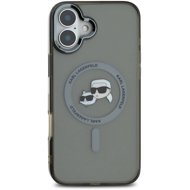 Karl Lagerfeld IML K&CH Heads Metal Frame MagSafe Back Cover for iPhone 16 Black - Phone Cover