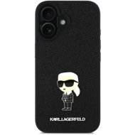 Karl Lagerfeld Fixed Glitter Metal Ikonik Back Cover for iPhone 16 Black - Phone Cover