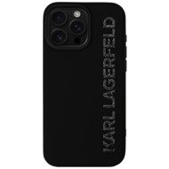 Karl Lagerfeld 3D Rubber Glitter Logo Back Cover for iPhone 16 Pro Black - Phone Cover