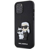 Karl Lagerfeld PU Saffiano Karl and Choupette Back Cover for iPhone 12/12 Pro Black - Phone Cover