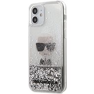 Karl Lagerfeld Liquid Glitter Iconic for Apple iPhone 12 Mini, Silver - Phone Cover